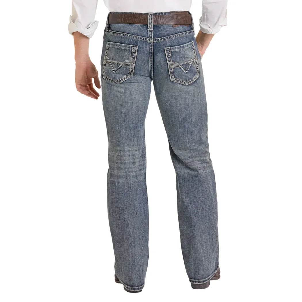 Men's Rock and Roll Denim Two Tone Double Barrel Straight Jeans BM0SD07350