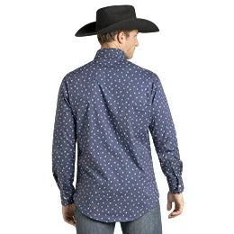 Men's Rock and Roll Geo Print Long Sleeve Snap BMN2S07137