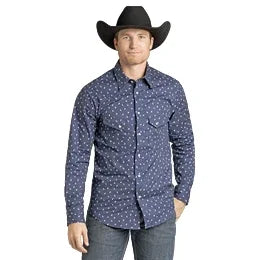 Men's Rock and Roll Geo Print Long Sleeve Snap BMN2S07137
