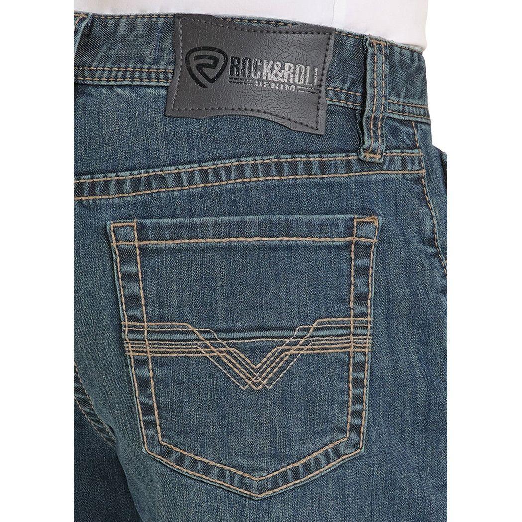 Men's Rock and Roll High Rise Relaxed Fit Two Tone Tapered Bootcut Jeans BMHBD08571