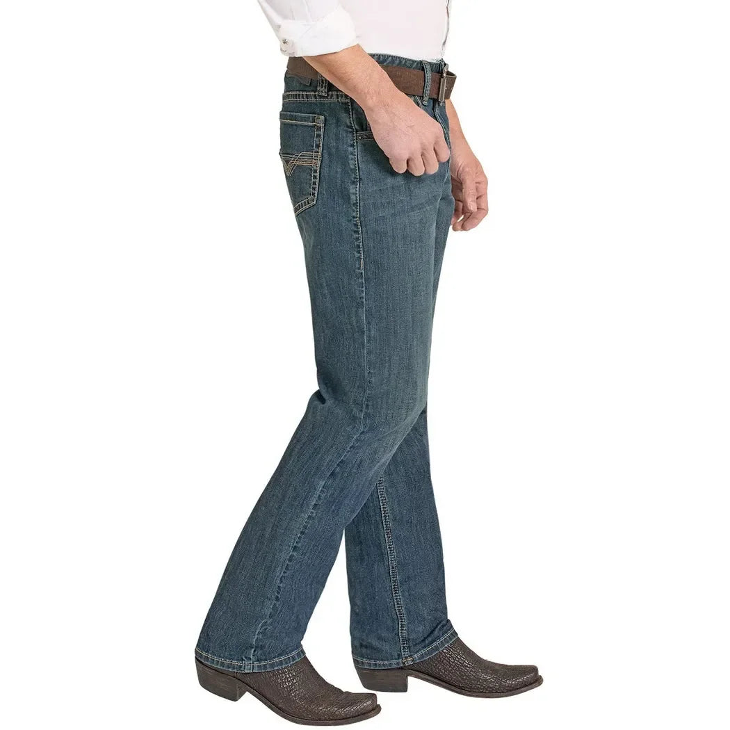 Men's Rock and Roll High Rise Relaxed Fit Two Tone Tapered Bootcut Jeans BMHBD08571