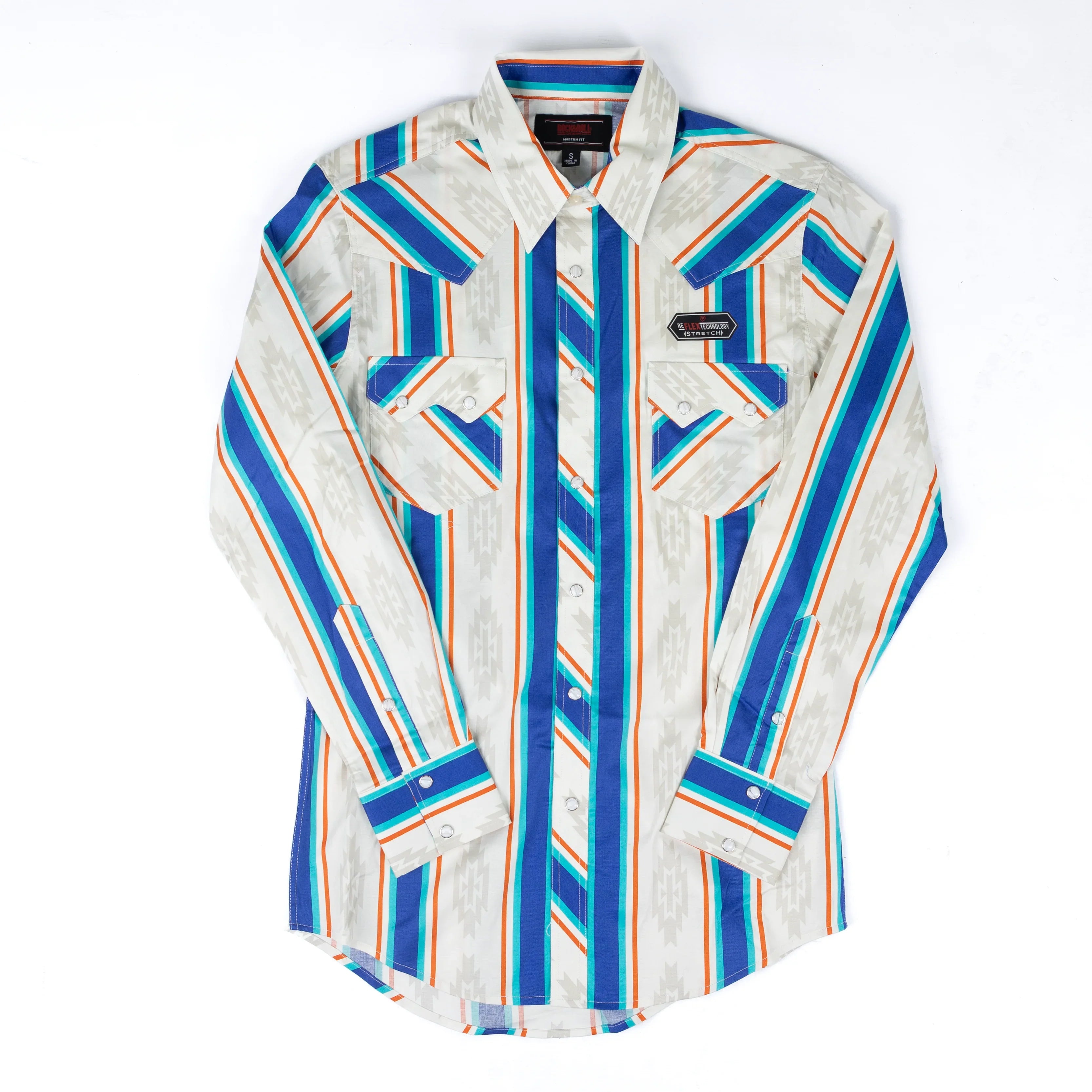 Men's Rock and Roll Long Sleeve Striped Brush Popper BMN2S08657