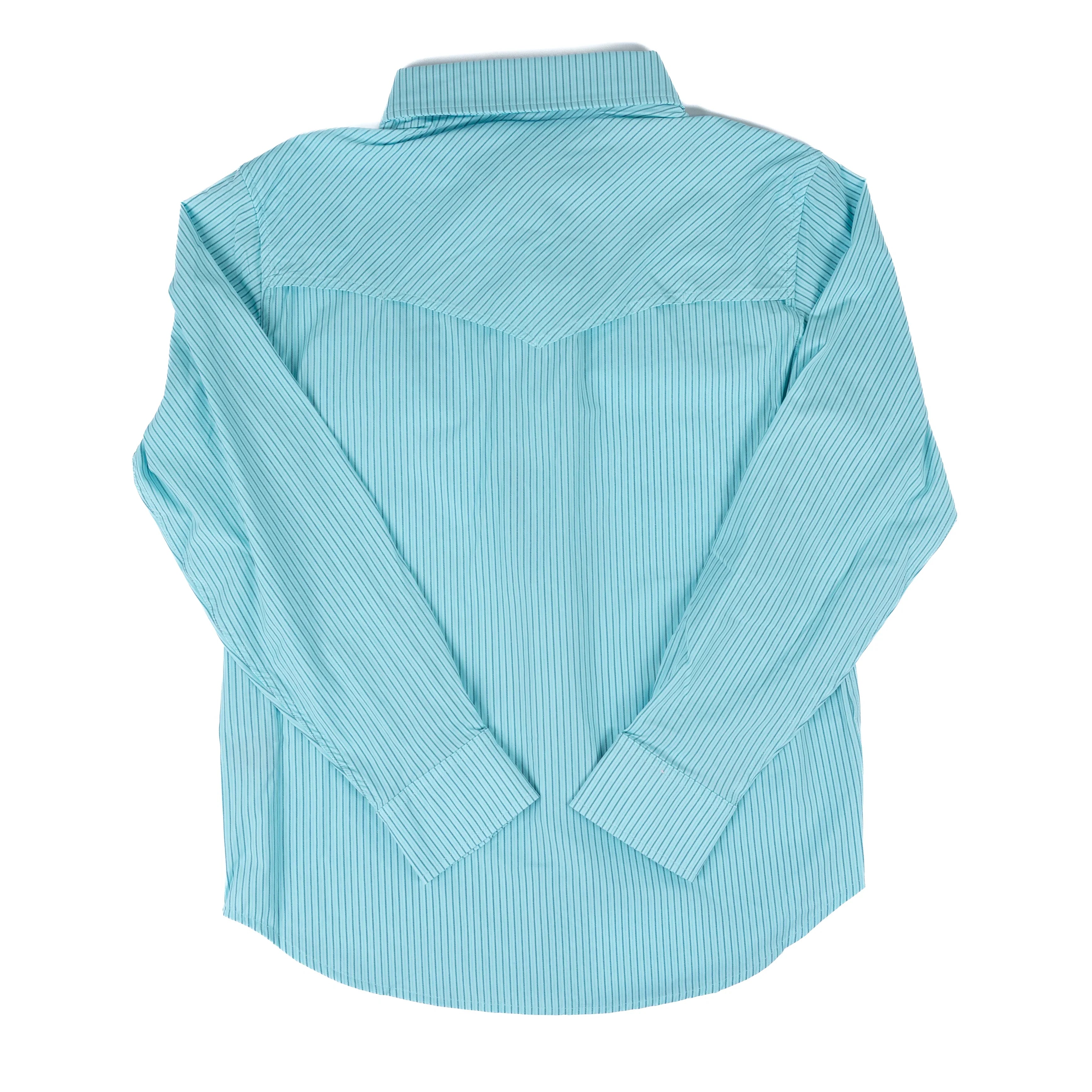Men's Rock and Roll Long Sleeve Turquoise Striped Tek Core Snap Shirt BMN2S08378
