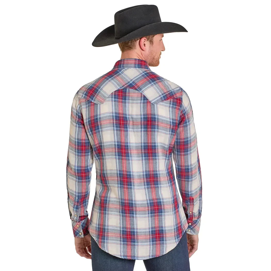 Men's Rock and Roll Plaid Long Sleeve Snap Shirt BMN2S07660