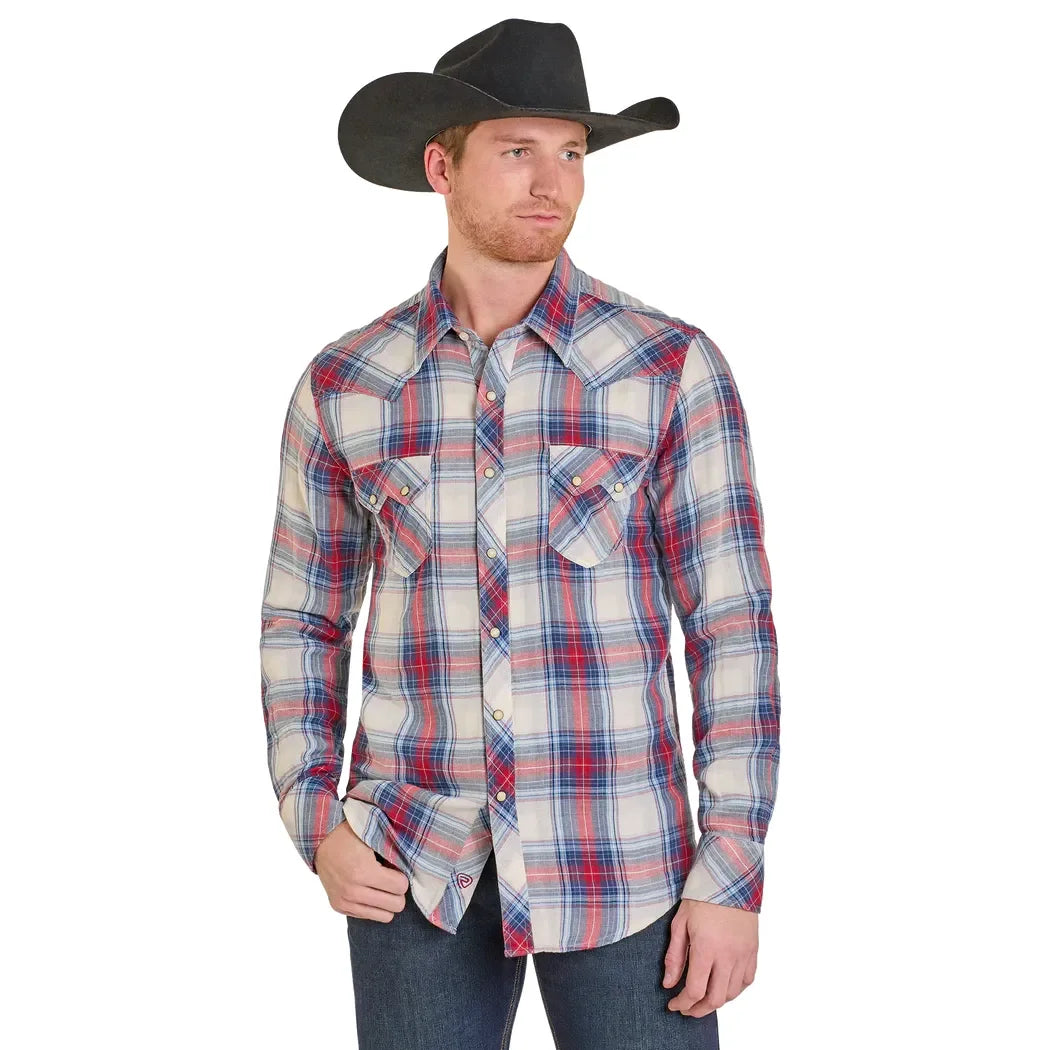 Men's Rock and Roll Plaid Long Sleeve Snap Shirt BMN2S07660