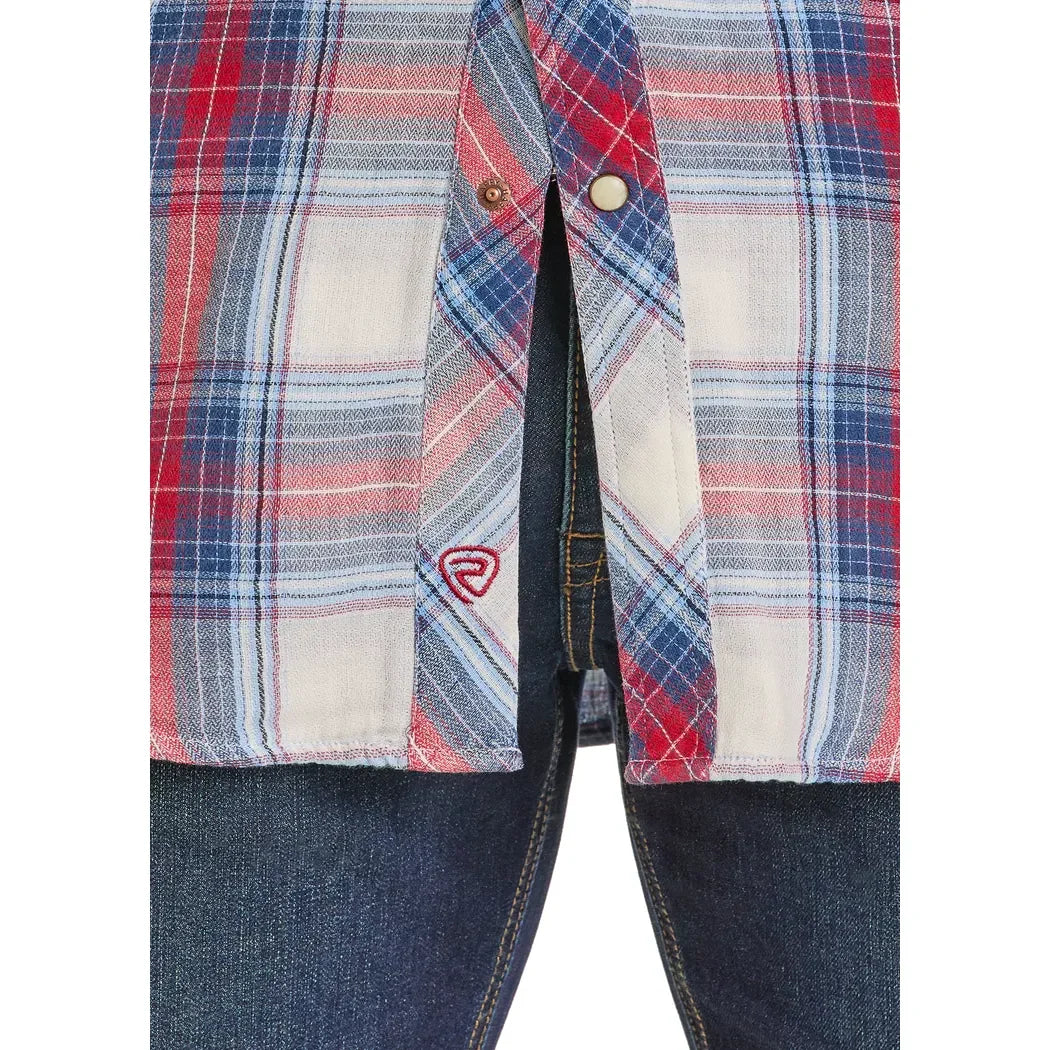 Men's Rock and Roll Plaid Long Sleeve Snap Shirt BMN2S07660