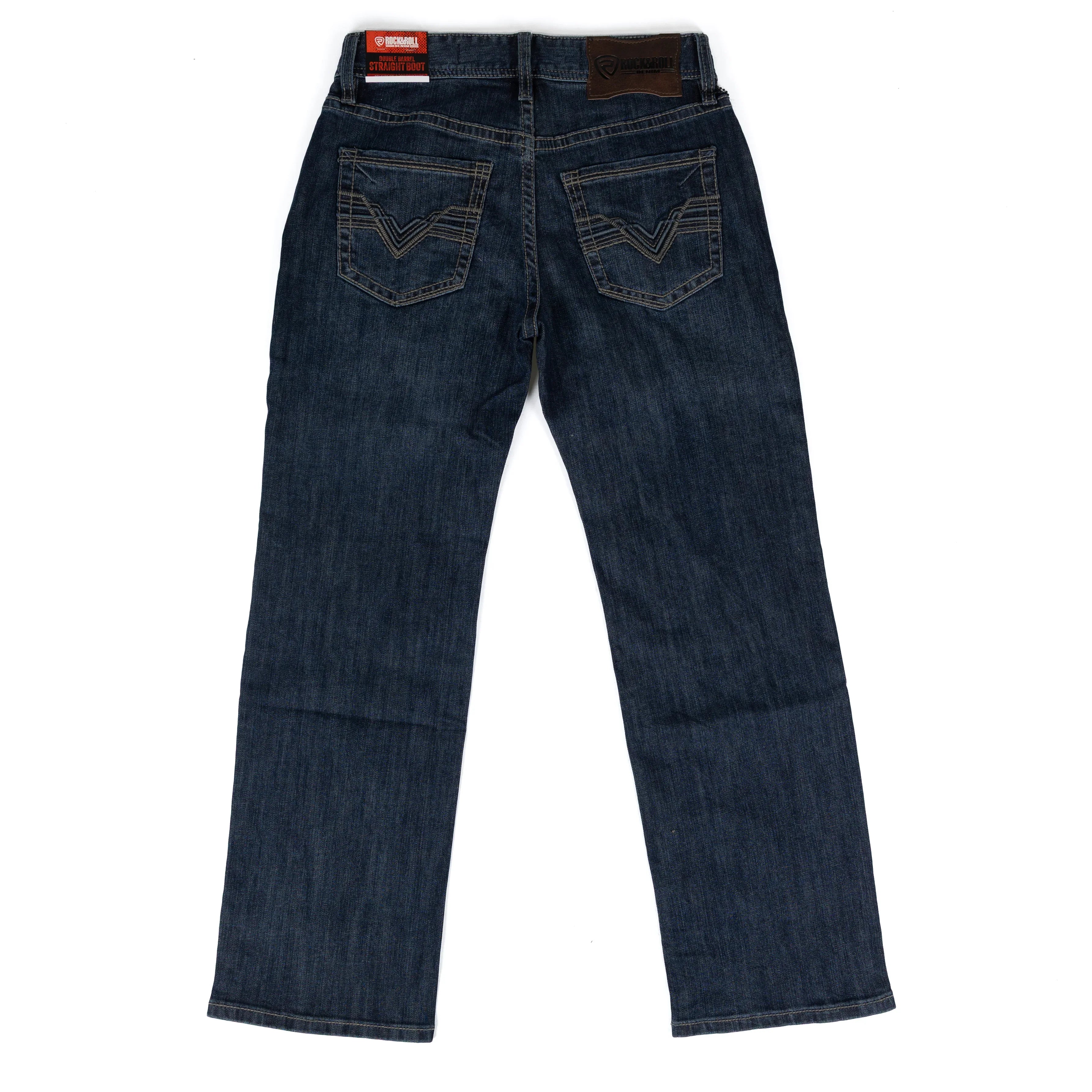 Men's Rock and Roll Raised Denim Embroidered Double Barrel Straight Bootcut Jeans BM0SD09110