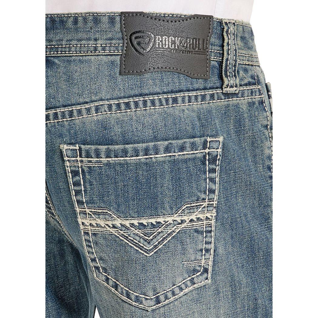 Men's Rock and Roll Regular Fit Classic Rope V Straight Leg Jeans BM1PD08581