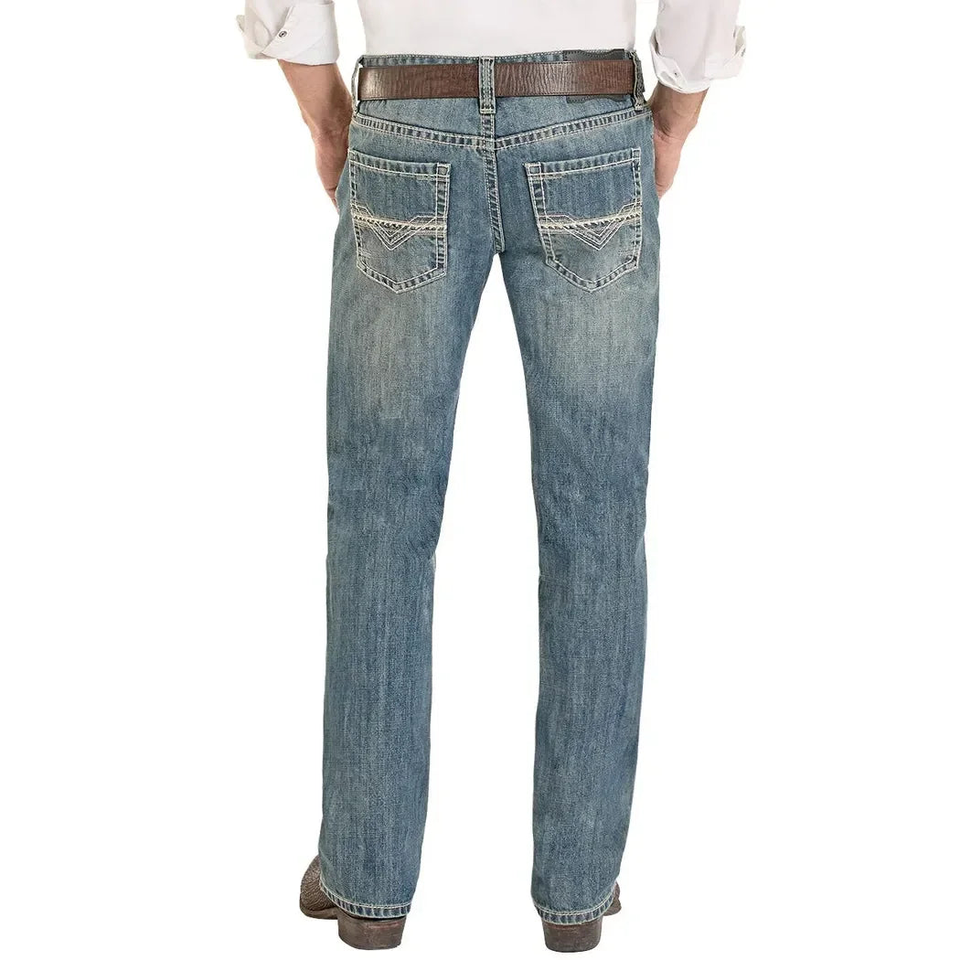 Men's Rock and Roll Regular Fit Classic Rope V Straight Leg Jeans BM1PD08581