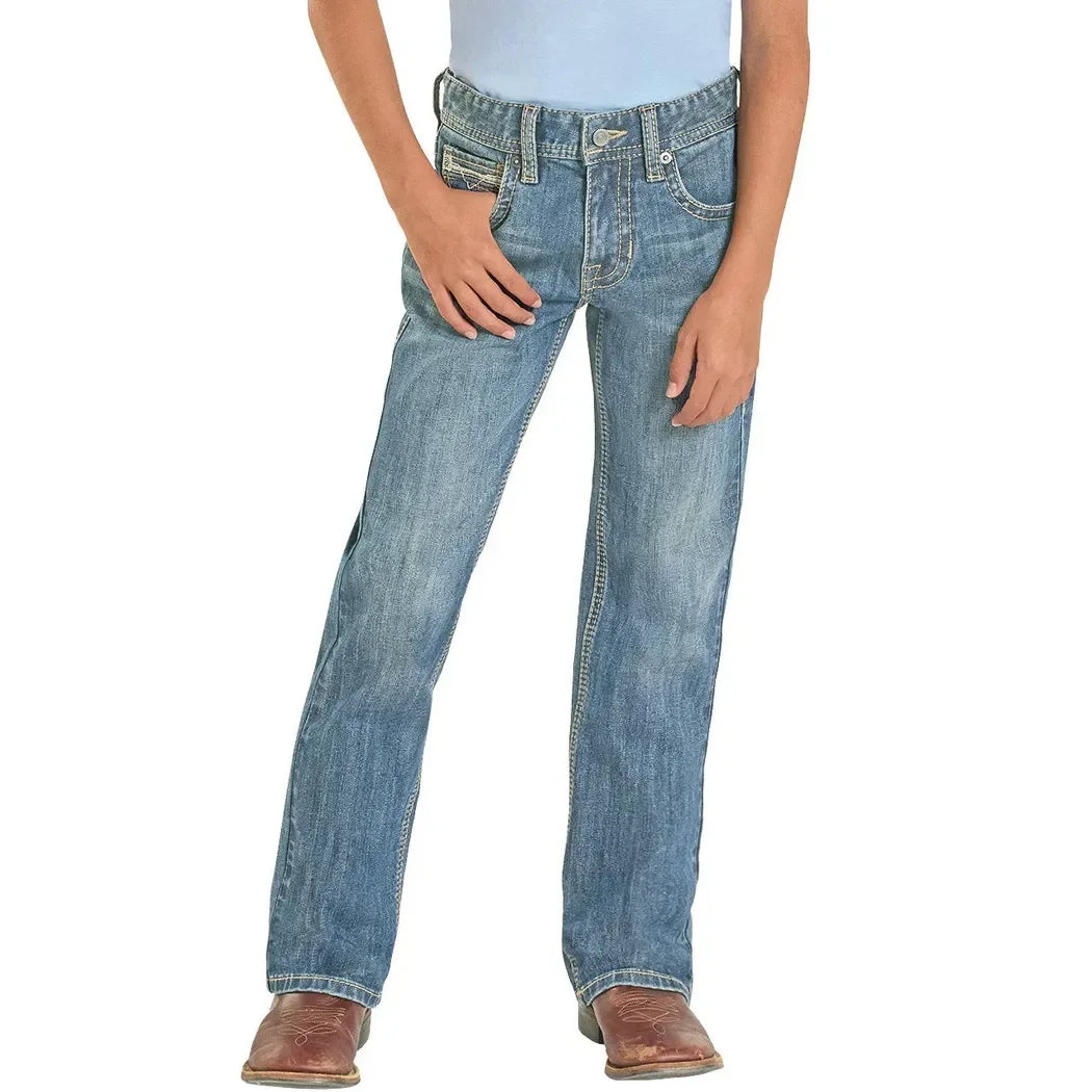 Men's Rock and Roll Regular Fit Light Ladder Stitch Bootcut Jeans BB0BD08577