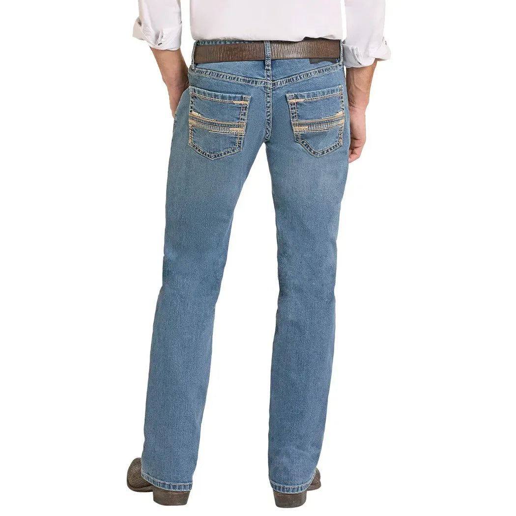Men's Rock and Roll Regular Fit Straight Stitch Pocket Straight Leg Jeans BM1PD08582