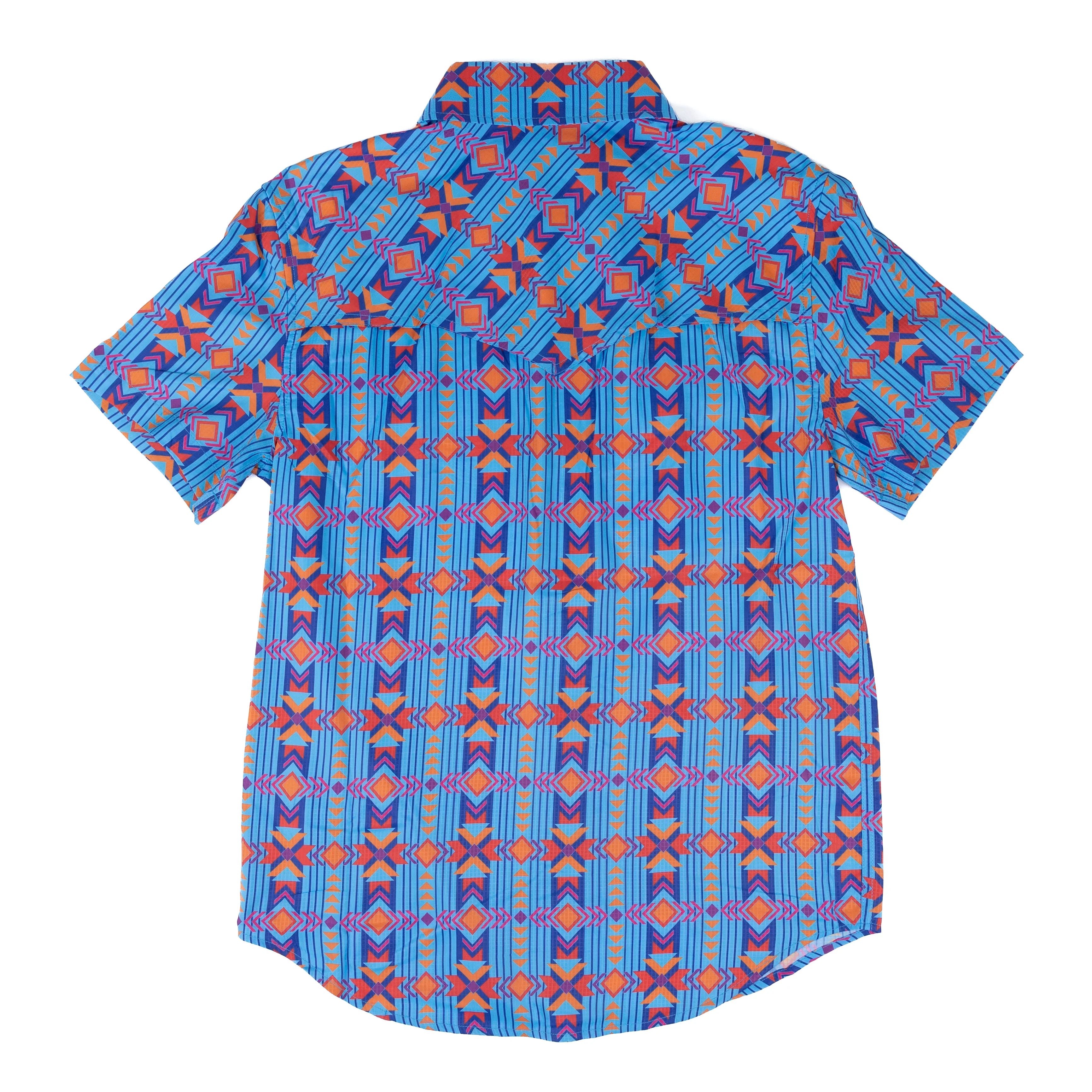 Men's Rock and Roll Short Sleeve Aztec Printed Snap Tek Western Shirt BMN3S08385
