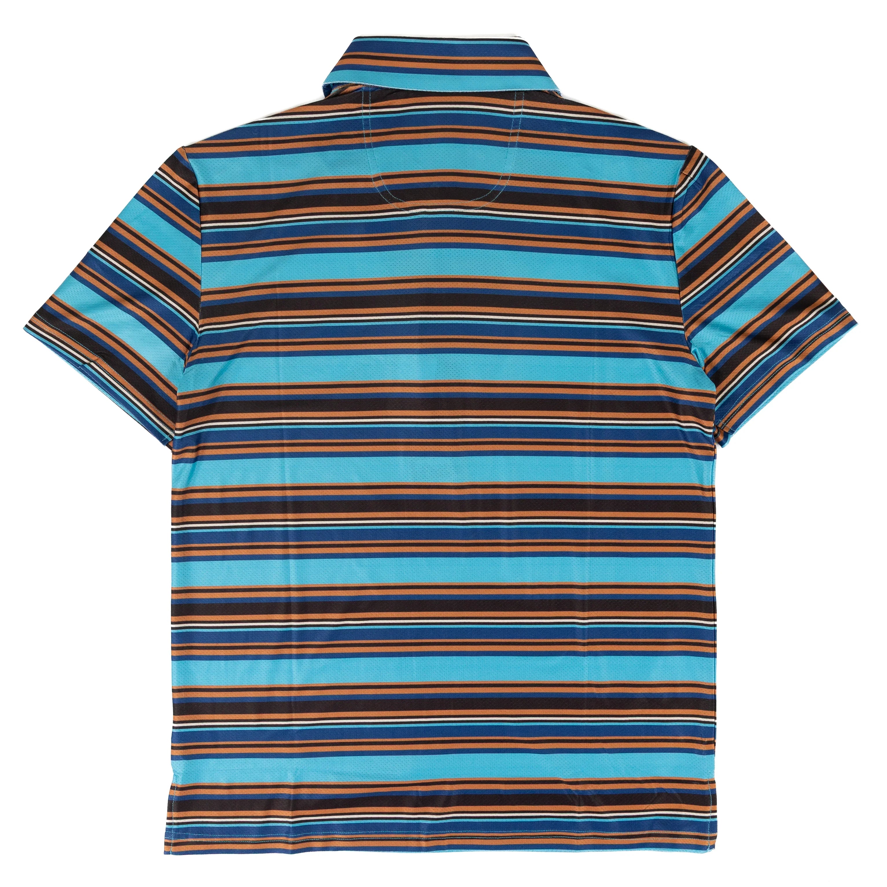 Men's Rock and Roll Short Sleeve Blue Striped Polo BM51T08726