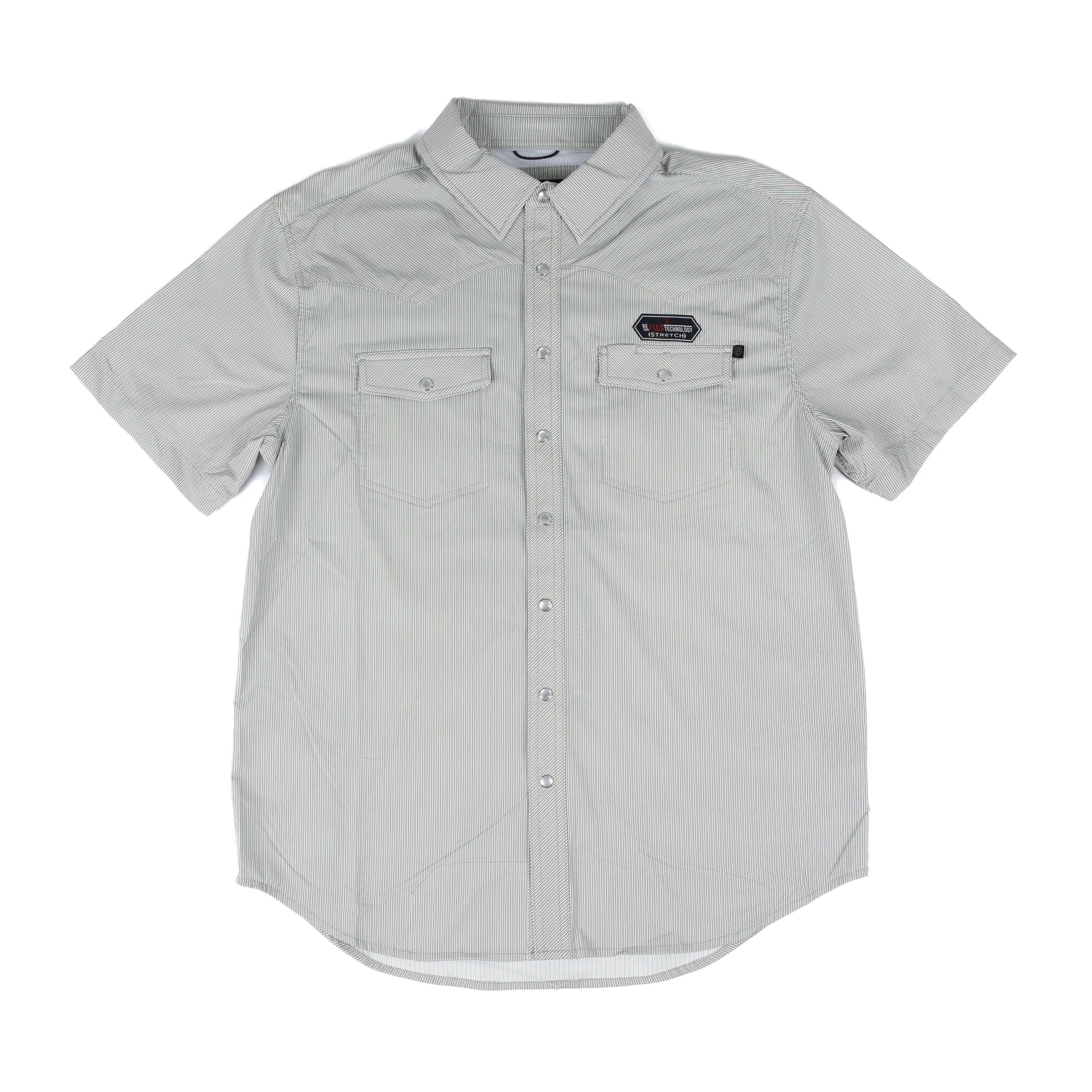 Men's Rock and Roll Short Sleeve Gray Striped TEK Snap Shirt BMN3S08706