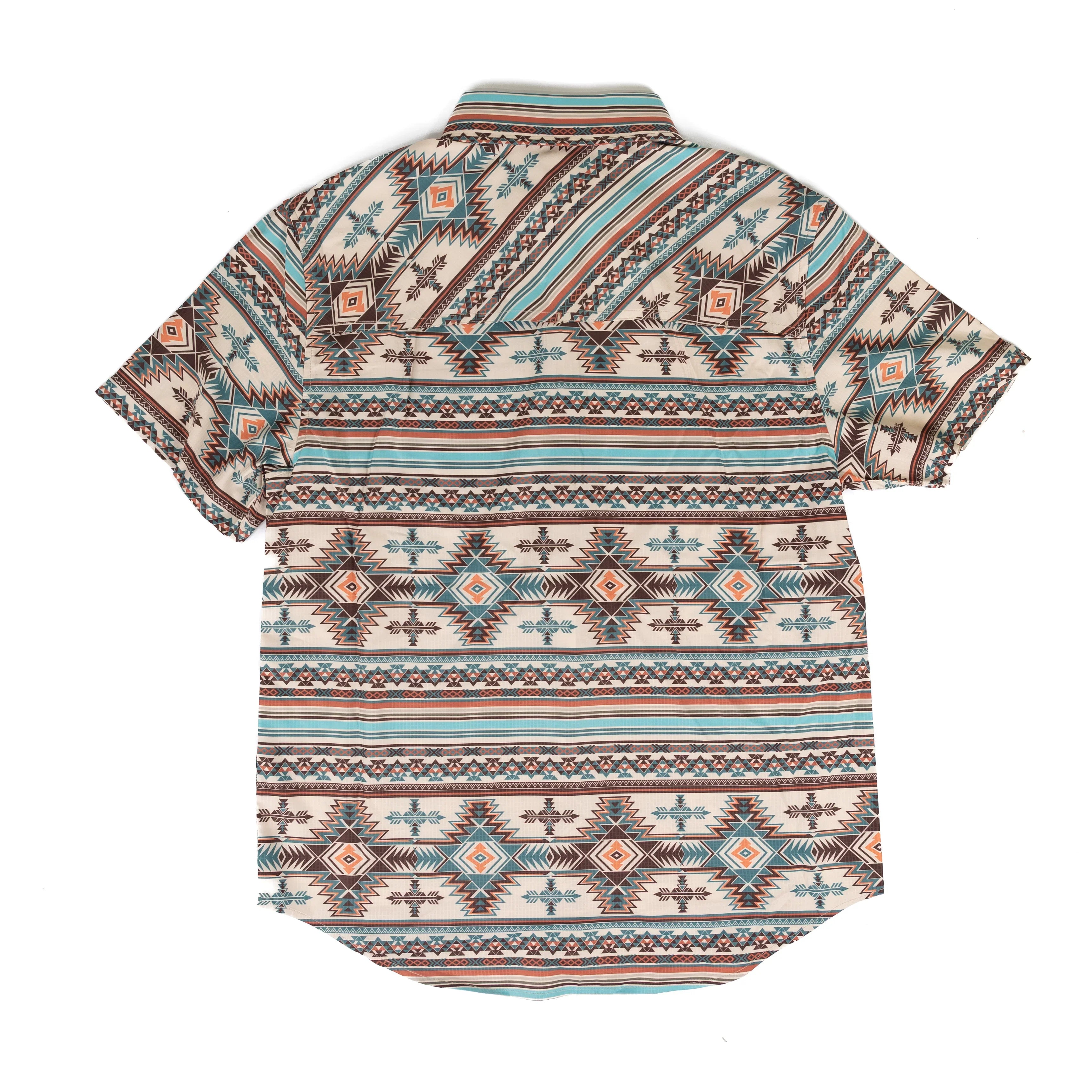 Men's Rock and Roll Short Sleeve Tek Aztec Printed Button Up BMB3S08683