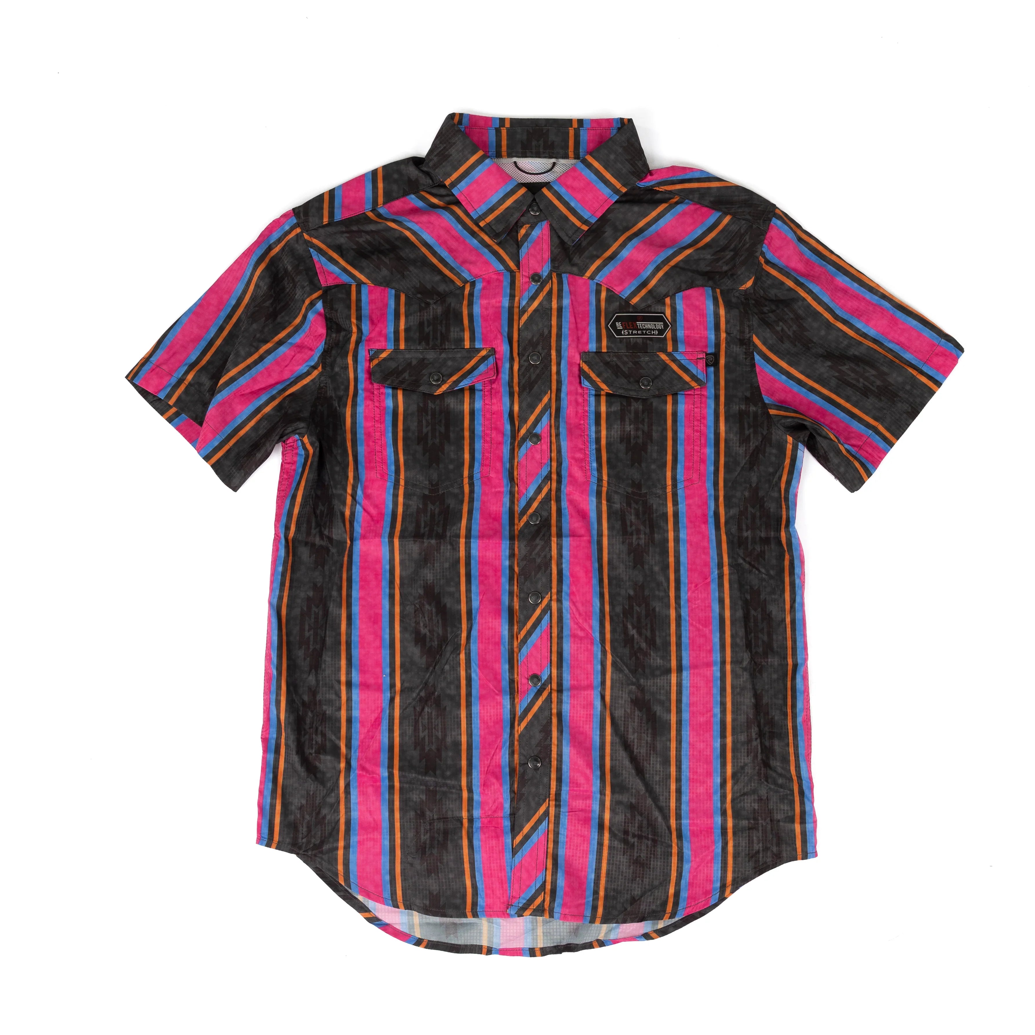 Men's Rock and Roll Short Sleeve Tek Aztec Striped Shirt BMN3S08684