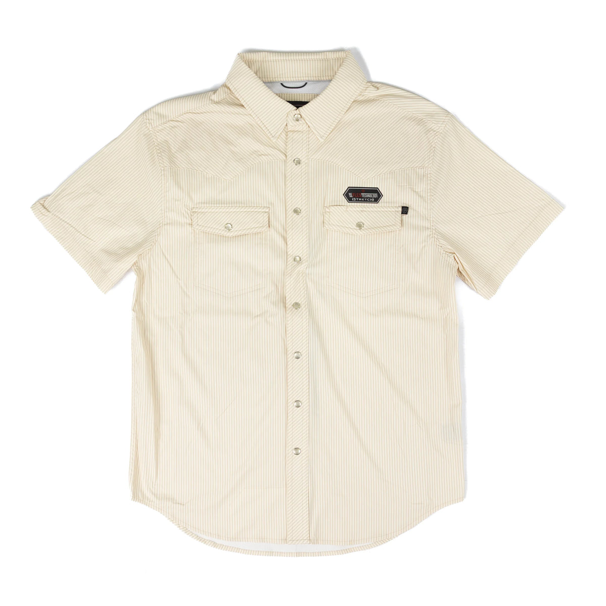 Men's Rock and Roll Short Sleeve Tek Tan Striped Shirt BMN3S08707