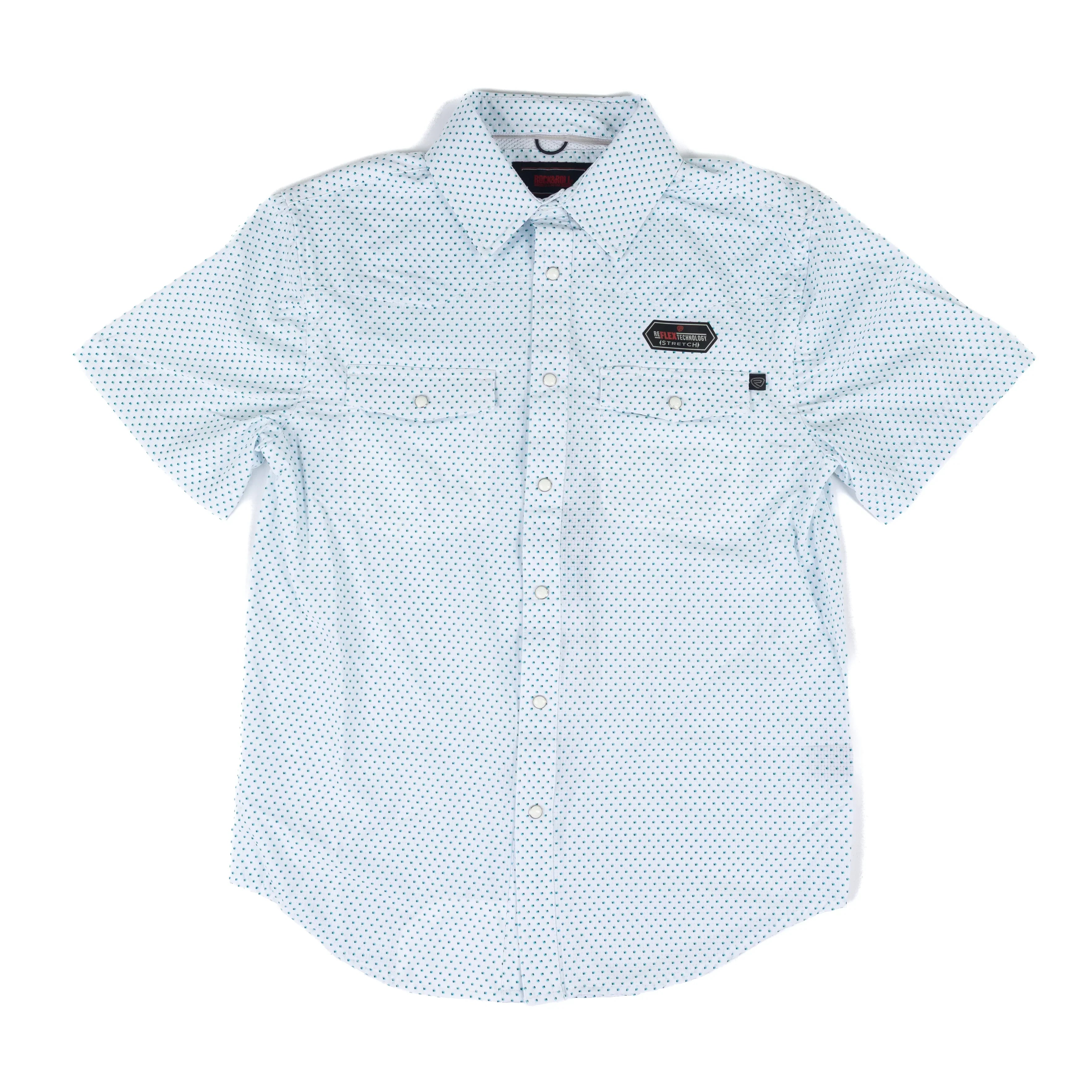 Men's Rock and Roll Short Sleeve White Geo Print Tek Shirt BMN3S08792