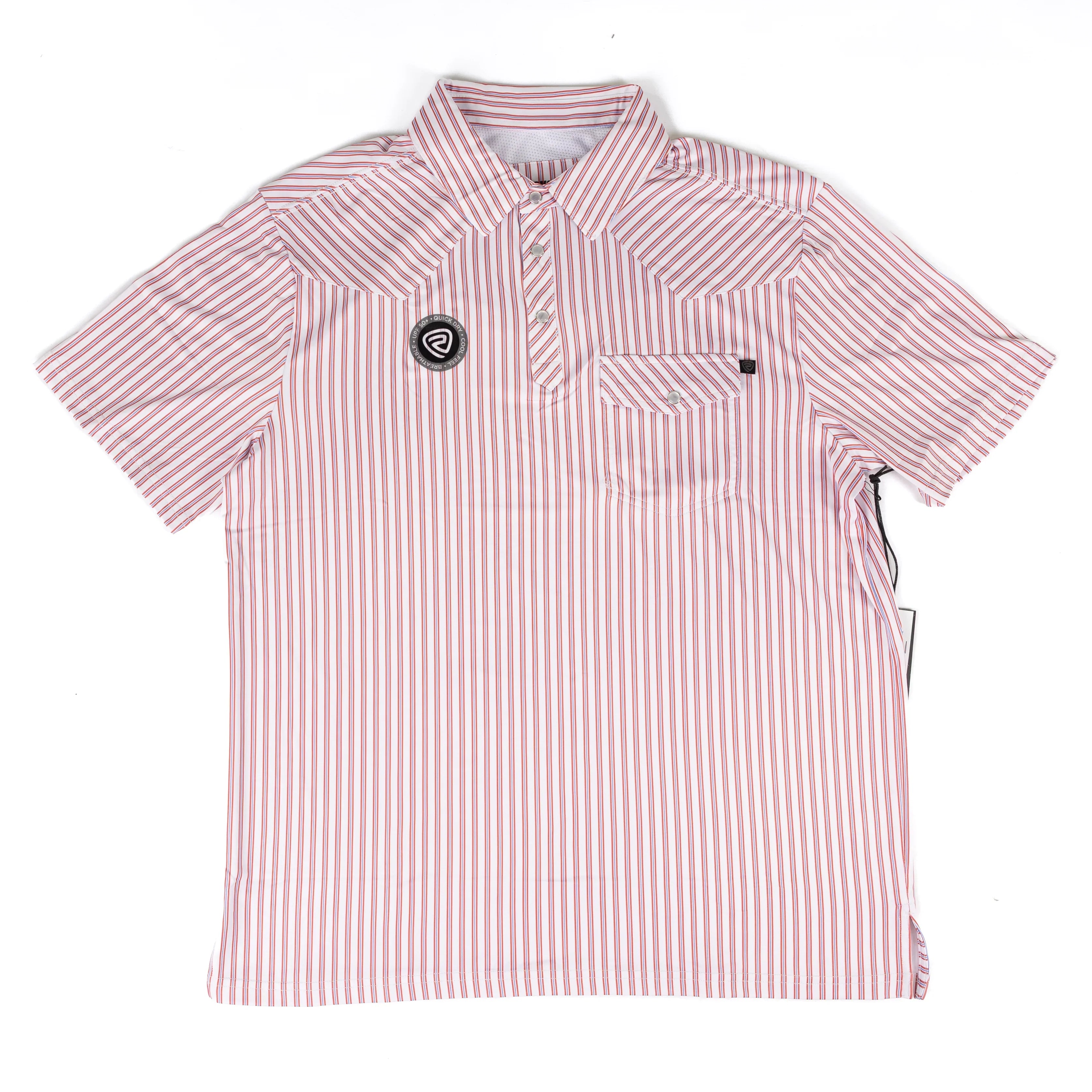 Men's Rock and Roll Western Striped White Polo Shirt BM51T09060