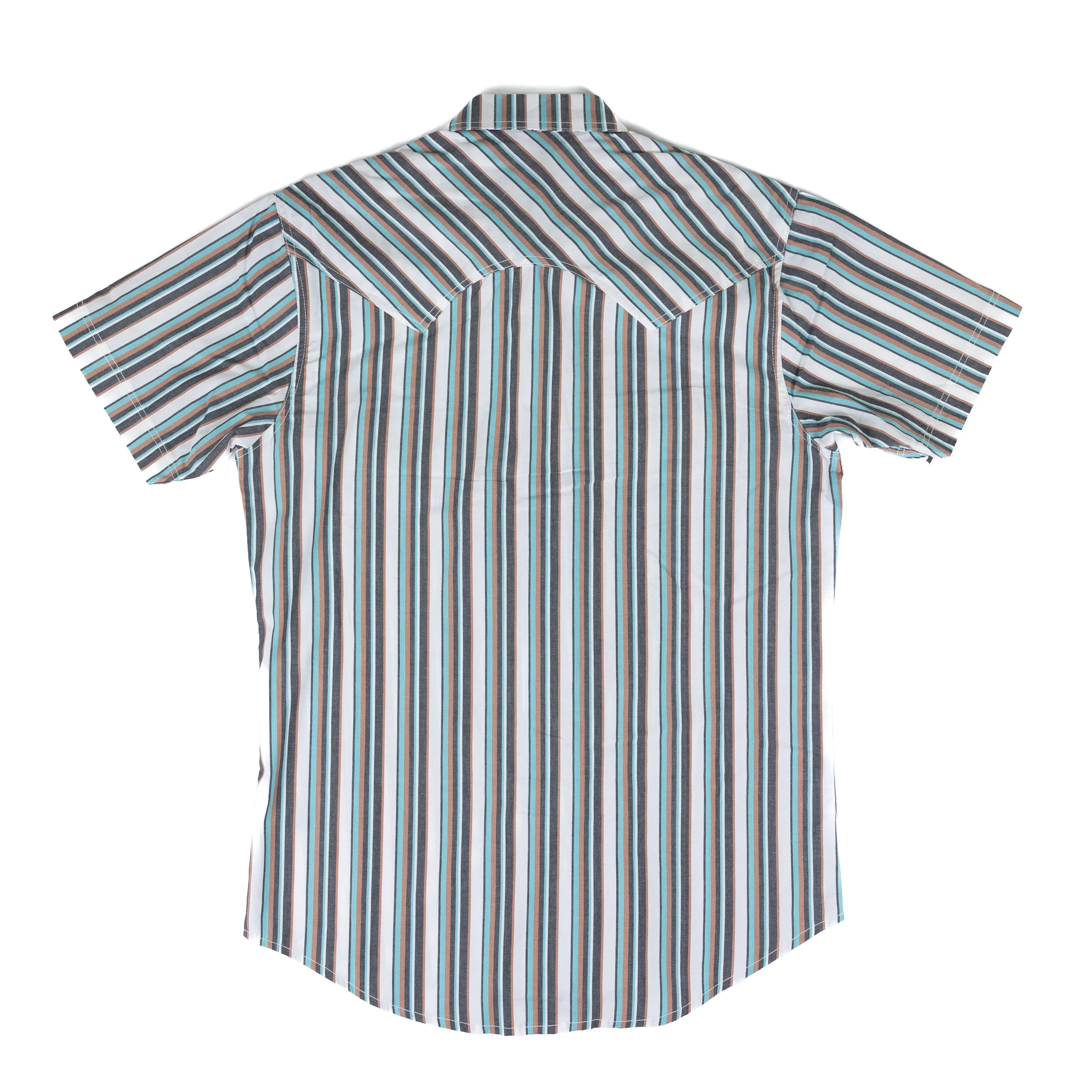 Men's Rock and Roll X Koe Wetzel Short Sleeve Turquoise Stripe Pearl Snap BMN3S09067