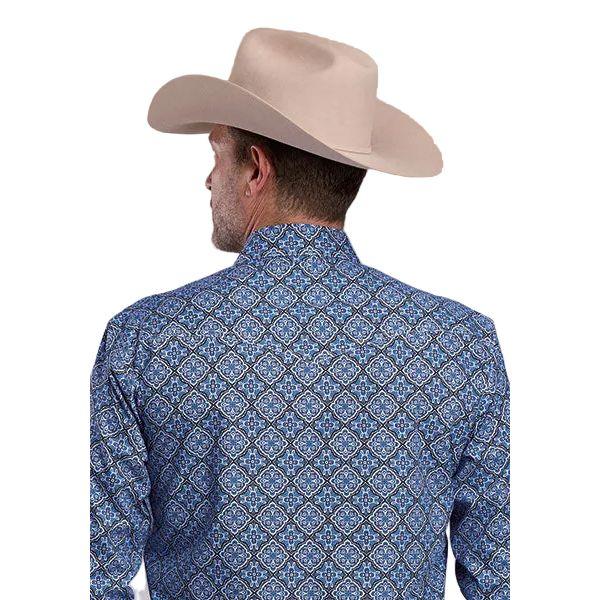 Men's Roper Long Sleeve Blue All Over Print Snap Shirt 03-001-0225-4044