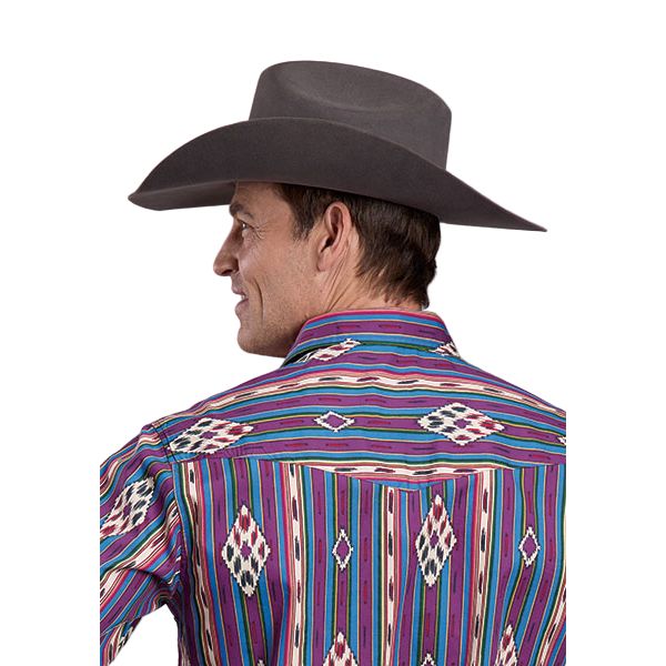 Men's Roper Long Sleeve Purple Snap Up Printed Shirt 03-001-0485-0100