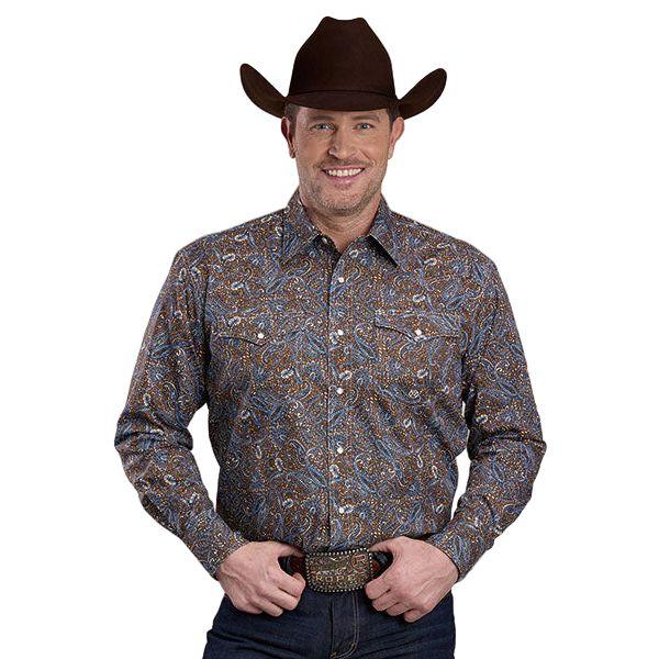 Men's Roper Long Sleeve Snap Bluebird Paisley Western Shirt 03-001-0225-1024