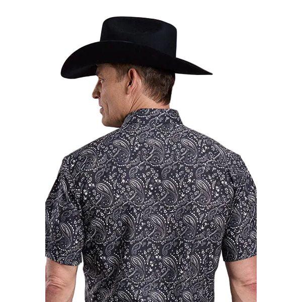 Men's Roper Short Sleeve Black Allover Printed Snap Shirt 03-002-0064-0330