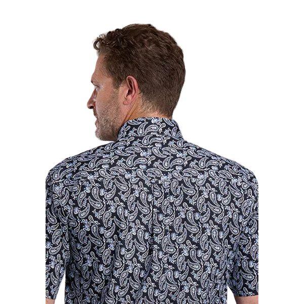 Men's Roper Short Sleeve Black Woodcut Paisley Button Up Shirt 03-002-0326-4046