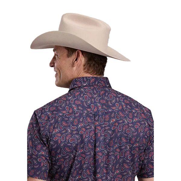 Men's Roper Short Sleeve Blue Paisley Snap Shirt 03-002-0064-0477