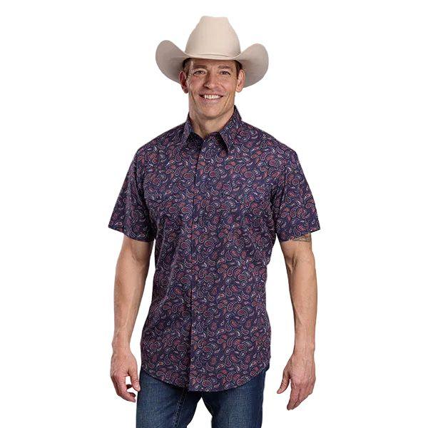 Men's Roper Short Sleeve Blue Paisley Snap Shirt 03-002-0064-0477