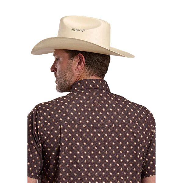 Men's Roper Short Sleeve Brown All Over Argyle Print Snap Shirt 03-002-0124-5101