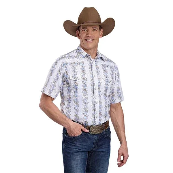 Men's Roper Short Sleeve Floral Stripes Patterned Snap Shirt 01-002-0019-0262