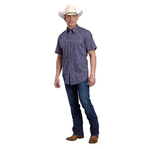 Men's Roper Short Sleeve Performance Allover Print Snap Shirt 03-002-0064-0328