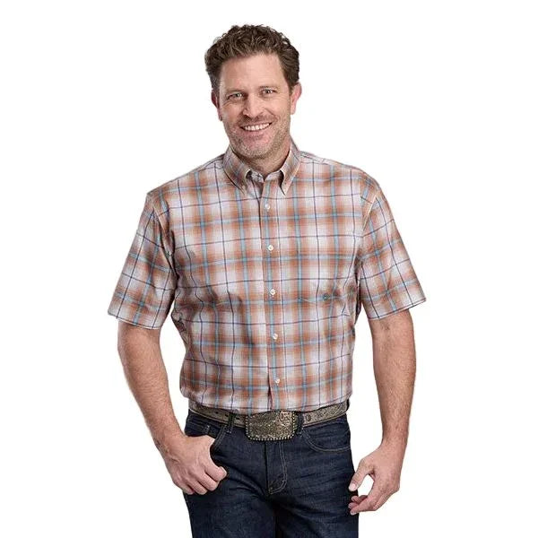 Men's Roper Short Sleeve Rust Saltillo Plaid Button Down Shirt 03-002-0379-3020