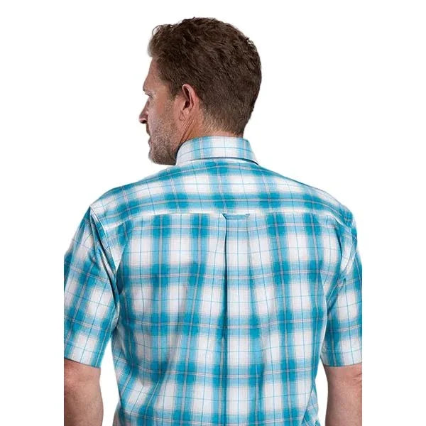 Men's Roper Short Sleeve Teal Plaid Button Up Shirt 03-002-0379-4058