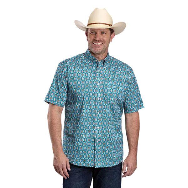 Men's Roper Short Sleeve Turquoise and Orange Paisley Button Up Shirt 03-002-0326-2037
