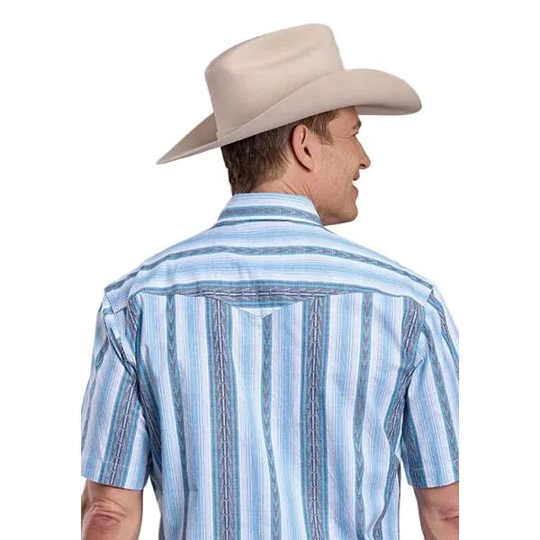 Men's Roper Short Sleeve Vertical Performance Striped Snap Shirt 03-002-0068-0322