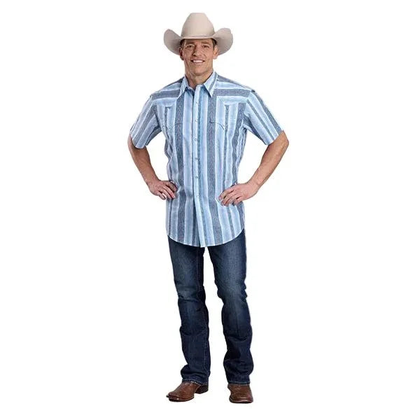 Men's Roper Short Sleeve Vertical Performance Striped Snap Shirt 03-002-0068-0322