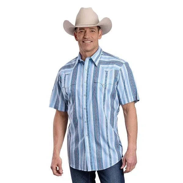 Men's Roper Short Sleeve Vertical Performance Striped Snap Shirt 03-002-0068-0322
