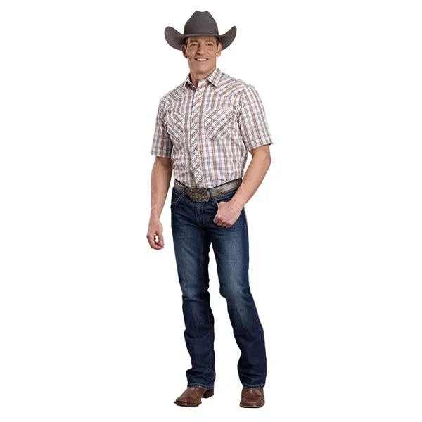 Men's Roper Short Sleeve Woven Plaid Snap Up Shirt 01-002-0101-2024