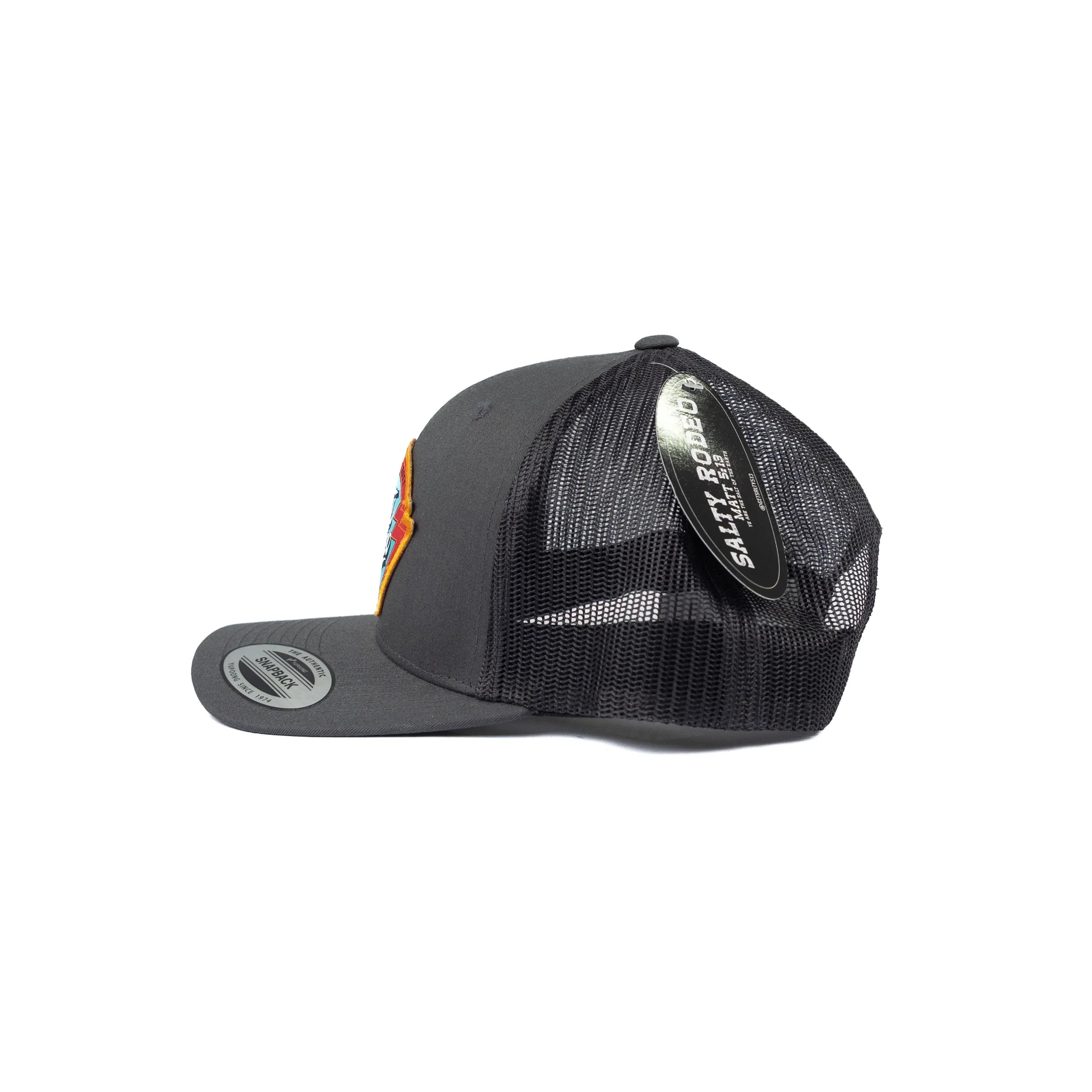 Men's Salty Rodeo Gray/Black Snapback with Roadie Patch SRCROADIELOW