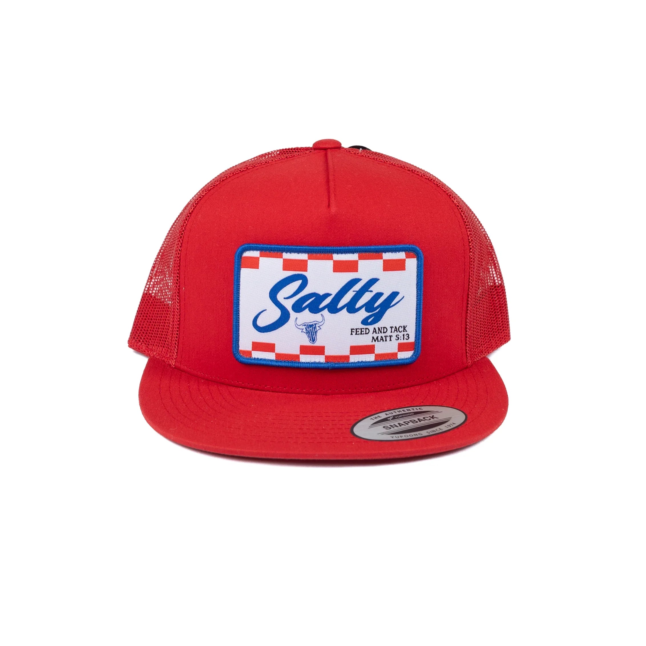 Men's Salty Rodeo Red Snapback with Feed and Tack Patch SRCROJO