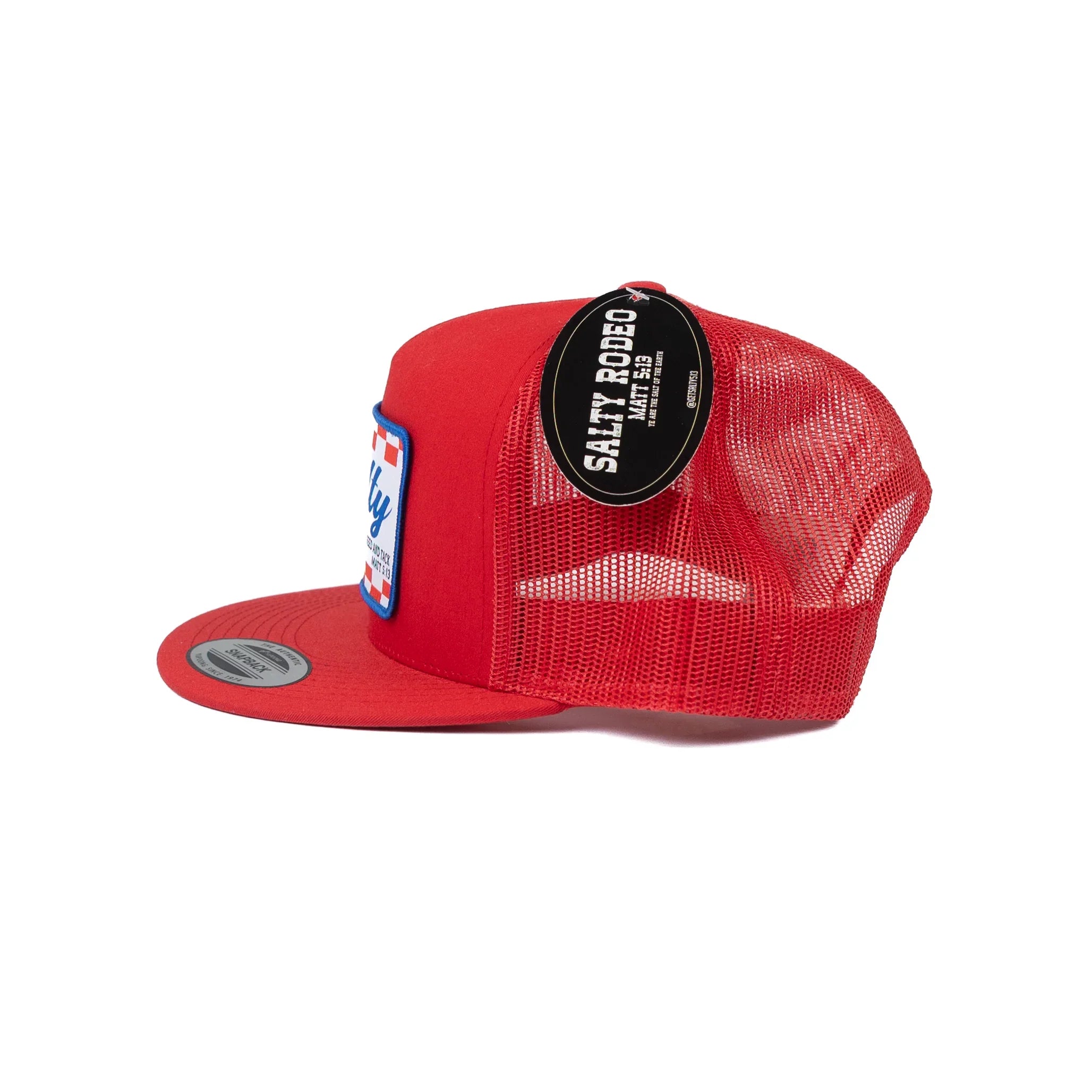 Men's Salty Rodeo Red Snapback with Feed and Tack Patch SRCROJO