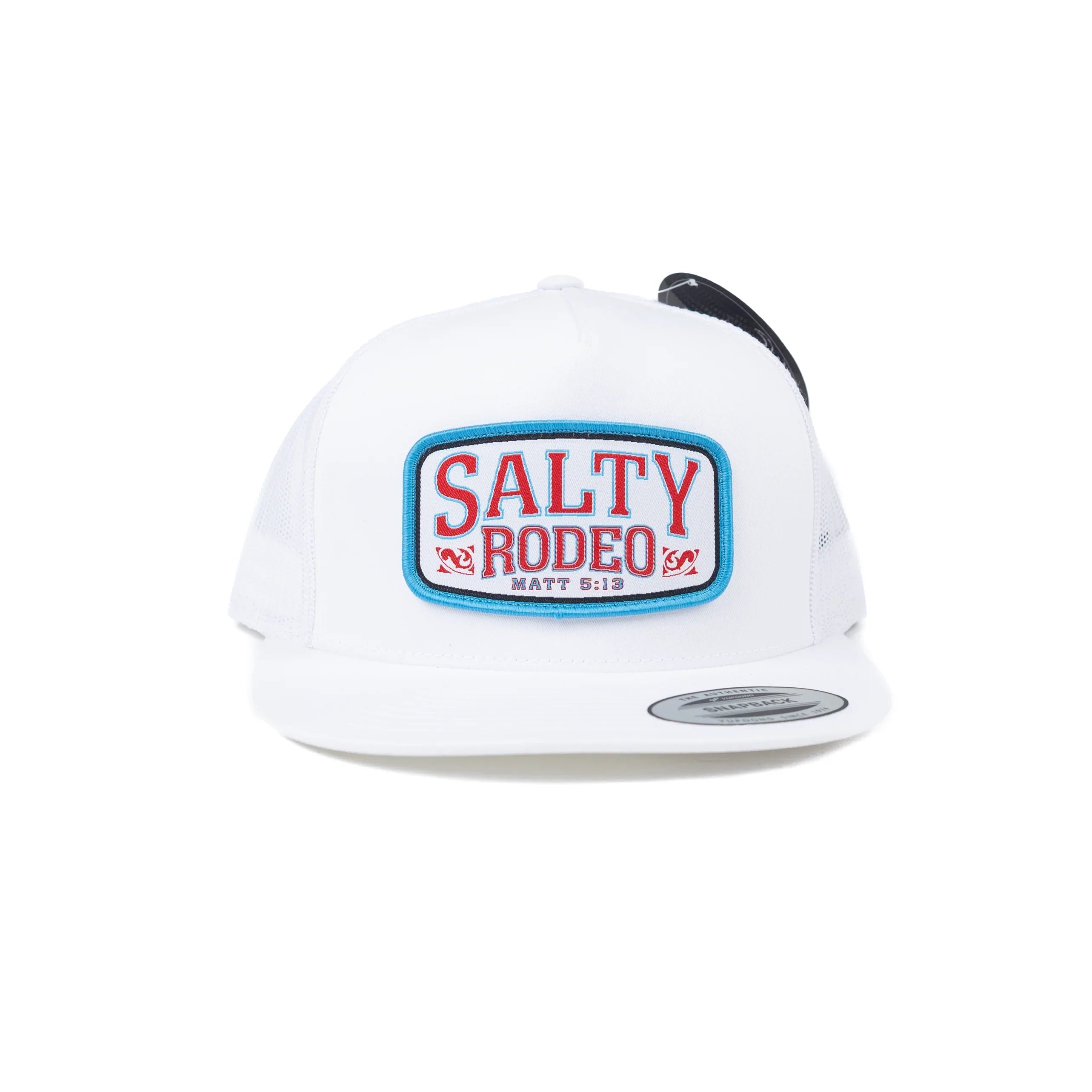 Men's Salty Rodeo White Cap with Red White and Blue Patch SRCJERICHO