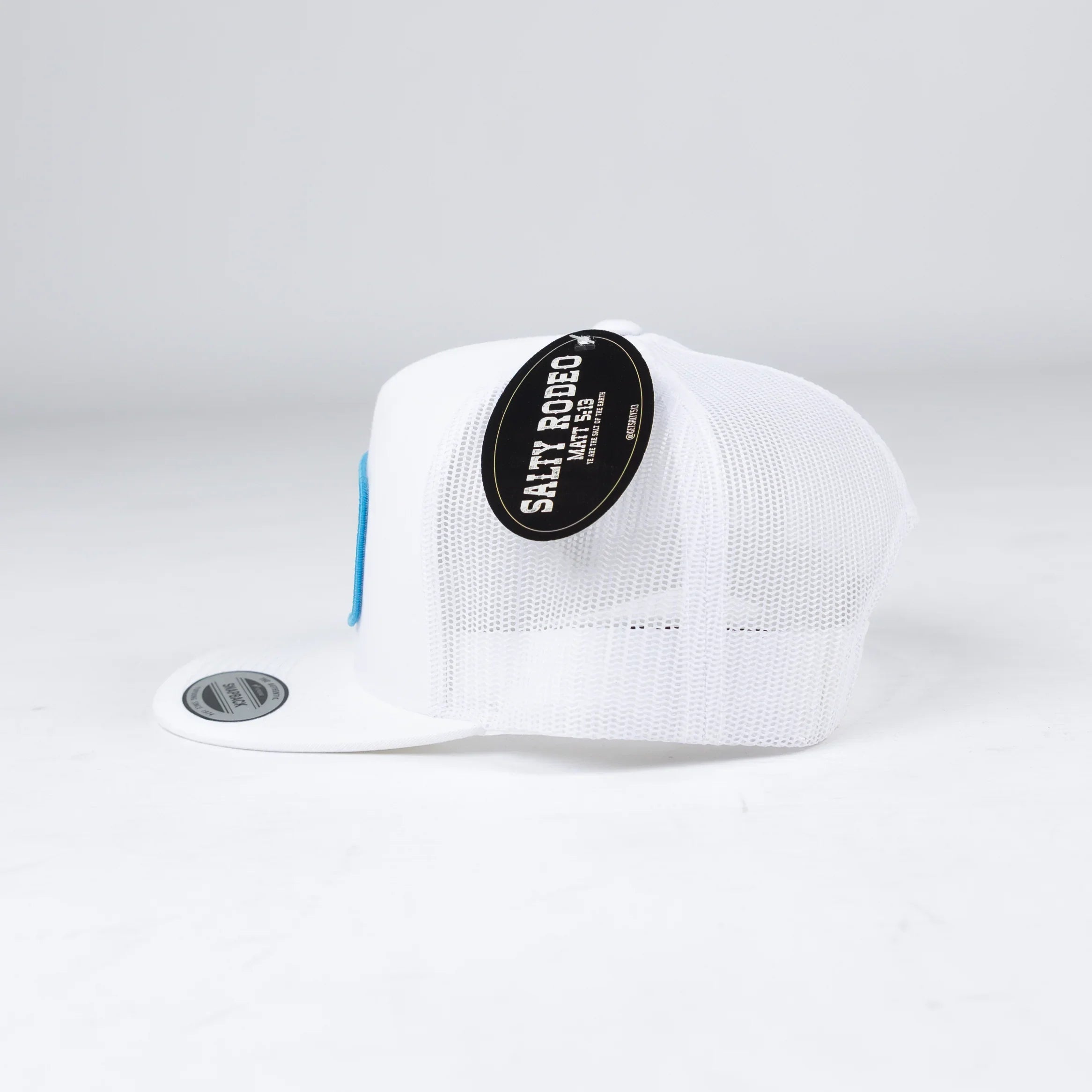 Men's Salty Rodeo White Cap with Red White and Blue Patch SRCJERICHO