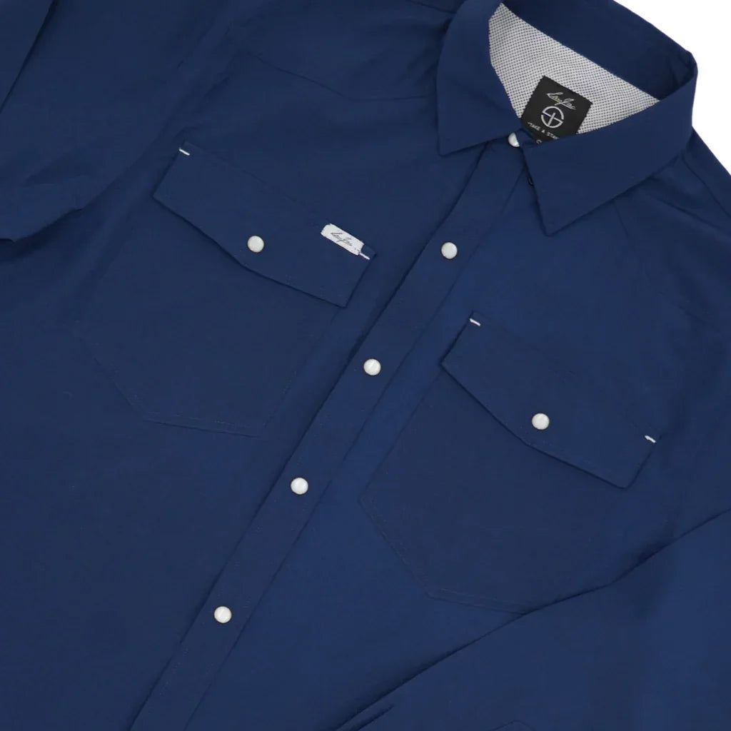 Men's SanJac Long Sleeve Performance Snap Navy Shirt COAHUILA-L/S-NVY