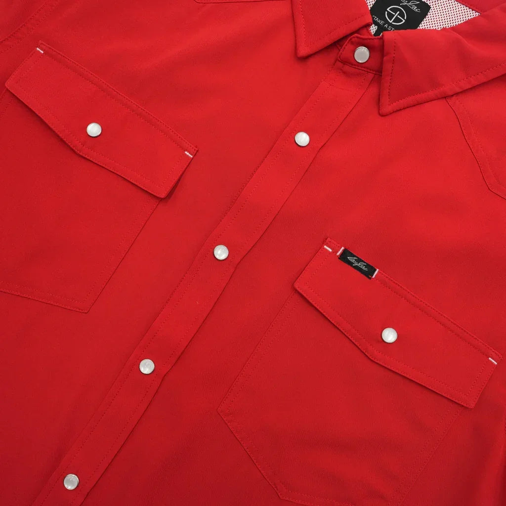 Men's SanJac Red Short Sleeve Performance Pearl Snap COAHUILA-S/S-RED