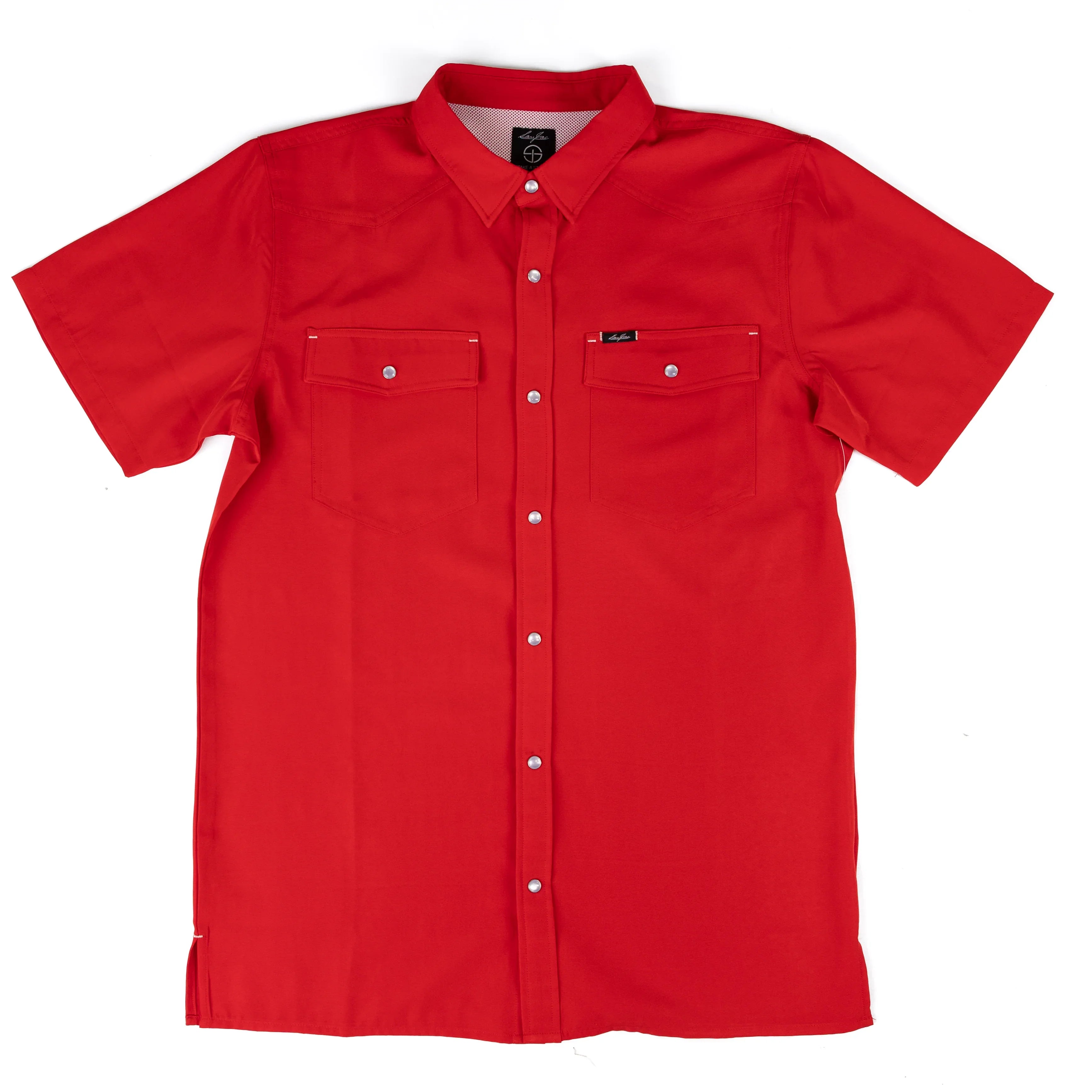 Men's SanJac Red Short Sleeve Performance Pearl Snap COAHUILA-S/S-RED