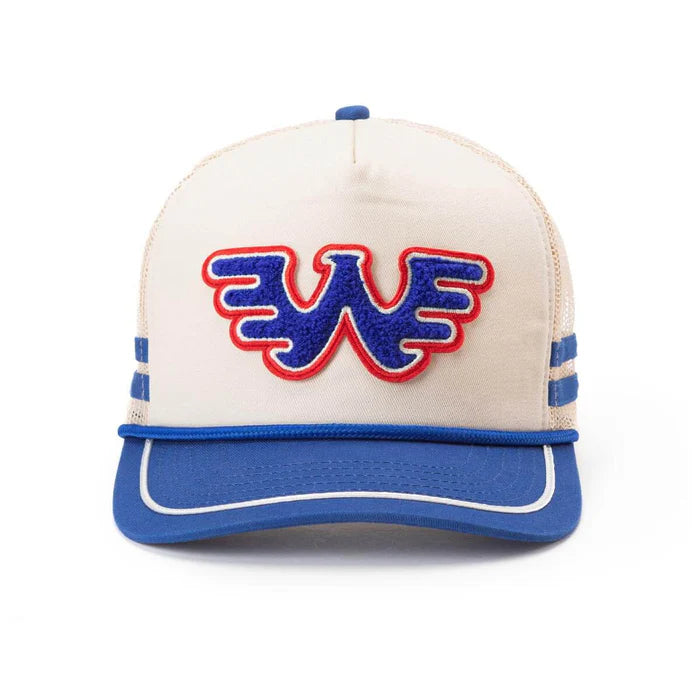 Men's Seagar X Waylon Jennings Blue and Cream Cap MHF23WAYWHT - Crazy House Western Wear